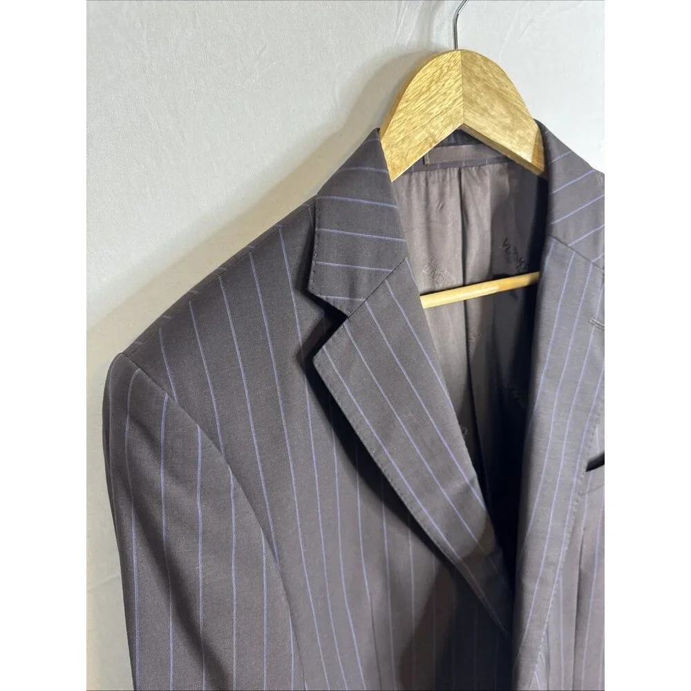 Versace Wool Pinstripe Blazer Sport Coat Mens 42R Designer Luxury Tailored‎